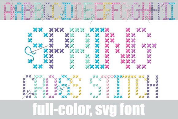 Spring Cross Stitch: A Color Font for Warm, Handmade Branding